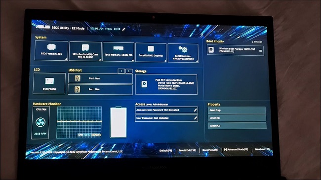 بایوس در لپتاپ ASUS