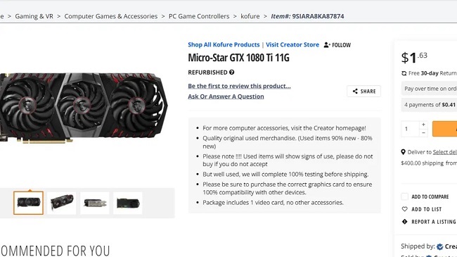 ارزان ترین  کارت گرافیک GTX 1080 Ti