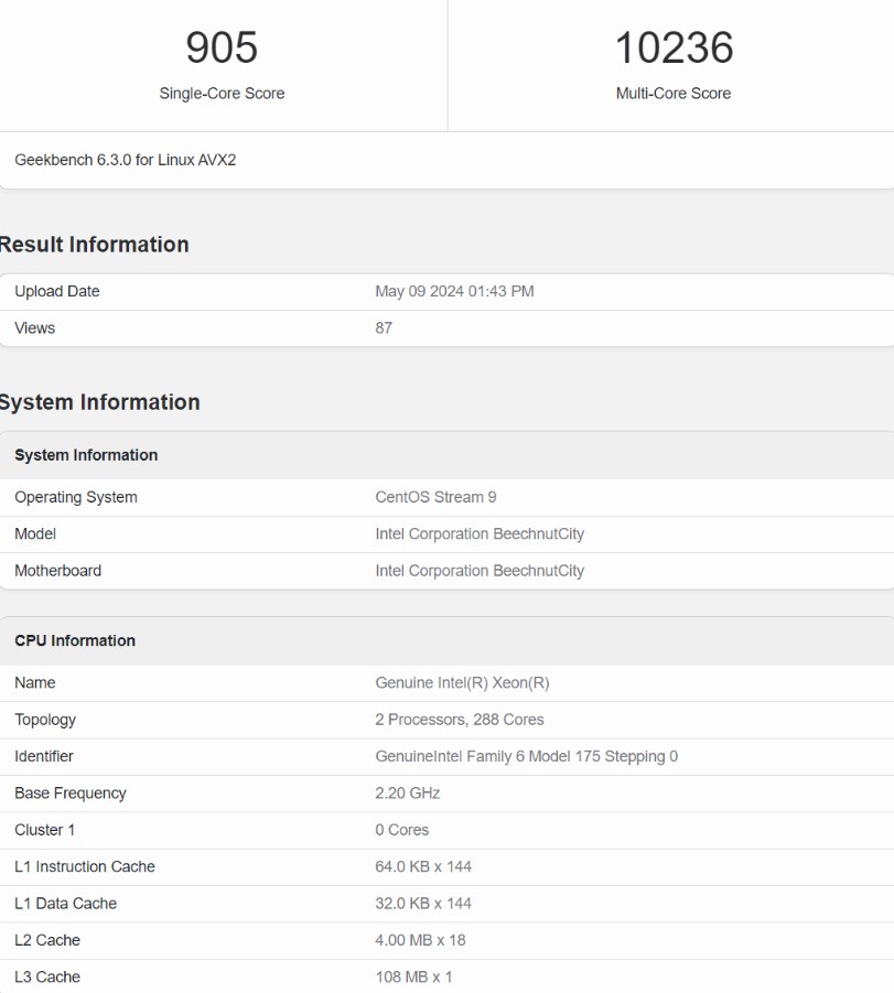 مشخصات و بنچمارک پردازنده Sierra Forest Xeon 6E اینتل