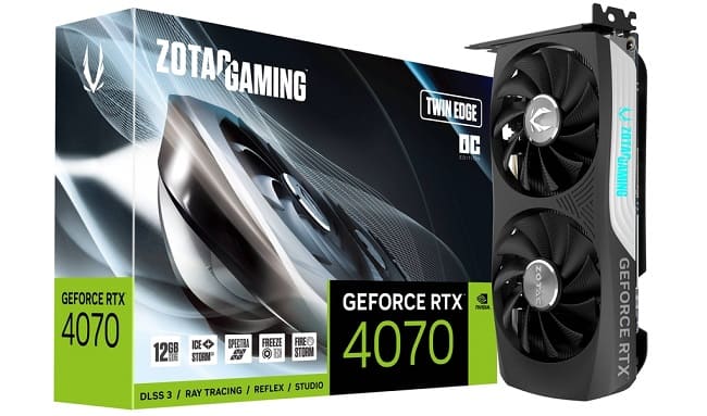 کارت گرافیک RTX 4070 با تراشه GDDR6 از برند Zotac