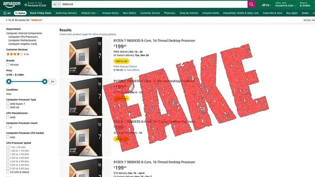 نسخه فیک پردازنده AMD Ryzen 9 9800X3D در فروشگاههای آنلاین