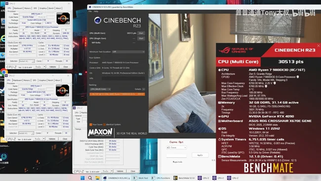 عملکرد پردازنده Ryzen 7 9800X3D در بنچمارک Cinenbench R23