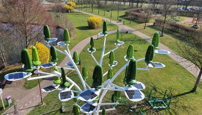 میکروتوربین های AeroLeaf با پنل خورشیدی