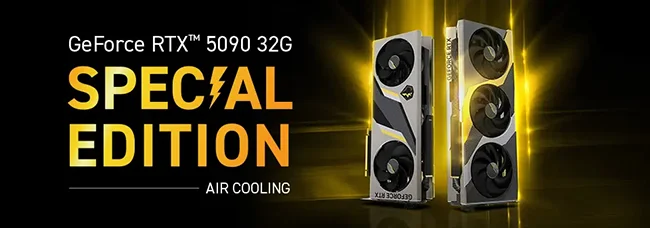 بنرهای msi در نمایشگاه ces 2025 برای کارت گرافیک RTX 5090 Lightning