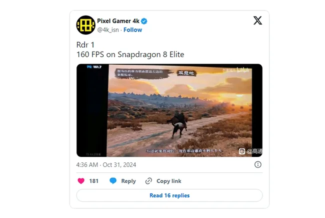 اجرای بازی Red Dead Redemption  روی تراشه Snapdragon 8 Elite