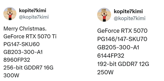 مشخصات کارت‌ های گرافیک RTX 5070