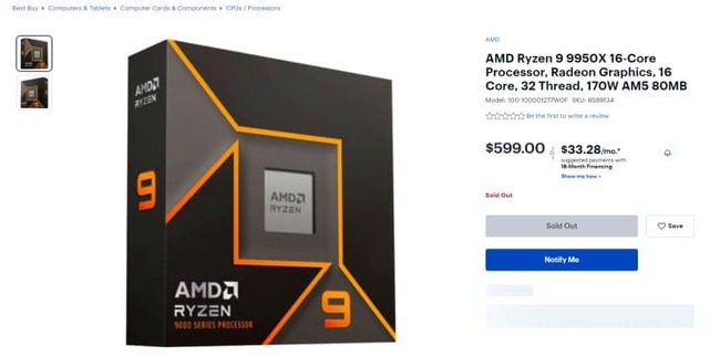 قیمت 9950X در Best Buy