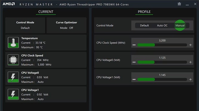 محیط کاربری Ryzen Master در حالت Ez mode