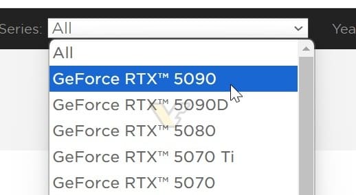 لیست کارت های RTX 5000
