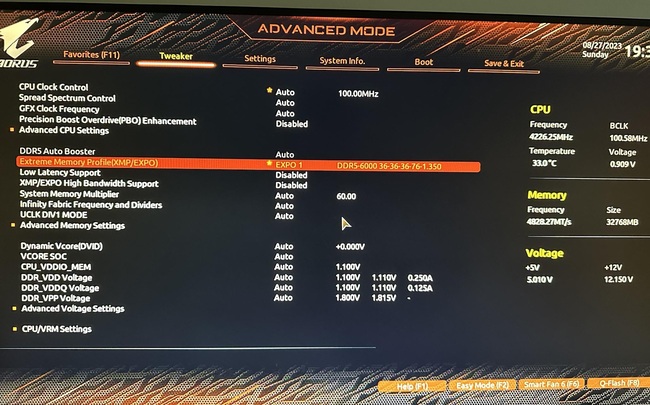 بایوس گیگابایت در حالت Advanced Mode