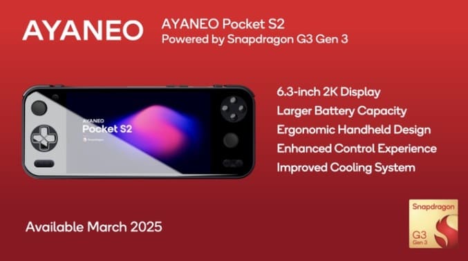 کنسول دستی AYANEO Pocket S2 مجهز به اسنپدراگون G3 Gen 2