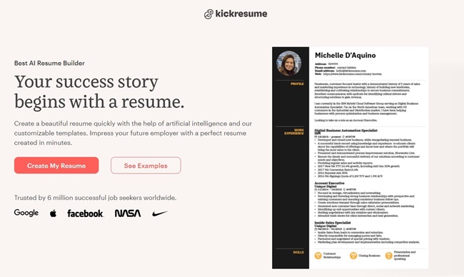 ابزار Kickresume هوش مصنوعی ساخت رزومه