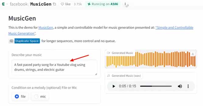 ساختن آهنگ با MusicGen