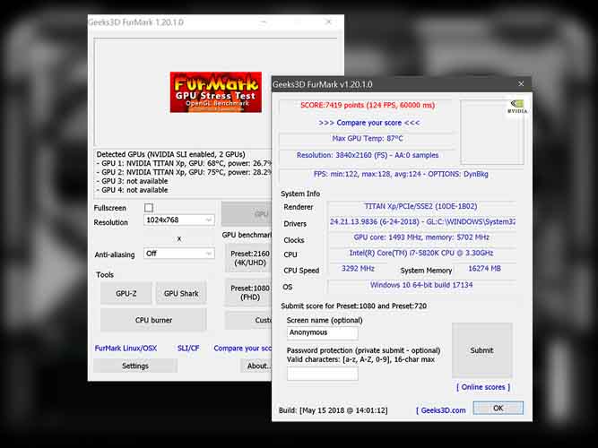  مشاهده وضعیت کارت گرافیک با نرم افزار FurMark