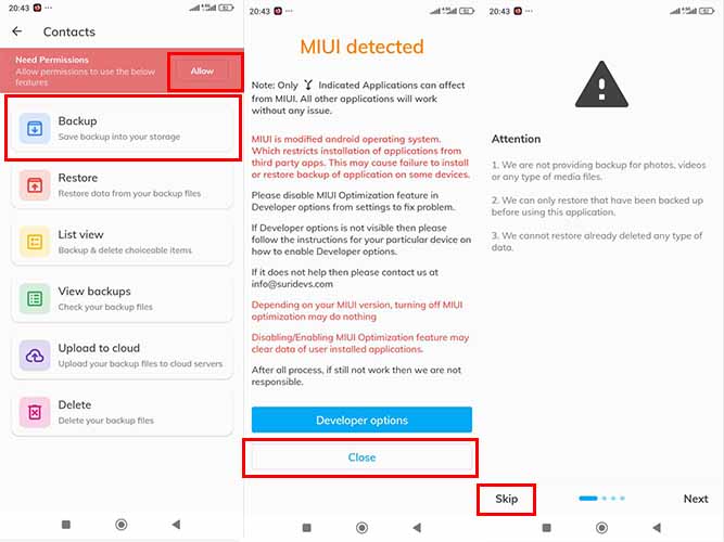 مرحله اول انتقال مخاطبین به کارت حافظه با نرم افزار All Backup & Restore