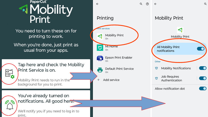 تنظیمات اپلیکیشن Mobility Print