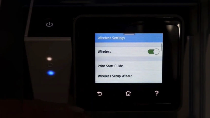 نمایش گزینه Wireless Setup روی پنل پرینتر
