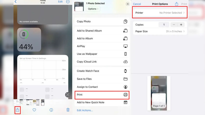 تنظیمات AirPrint آیفون