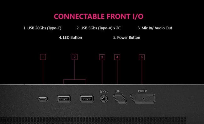 فرانت پنل در کیس MSI MPG VELOX 300R AIRFLOW PZ