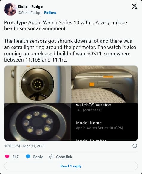 سنسور جدید اپل واچ 10