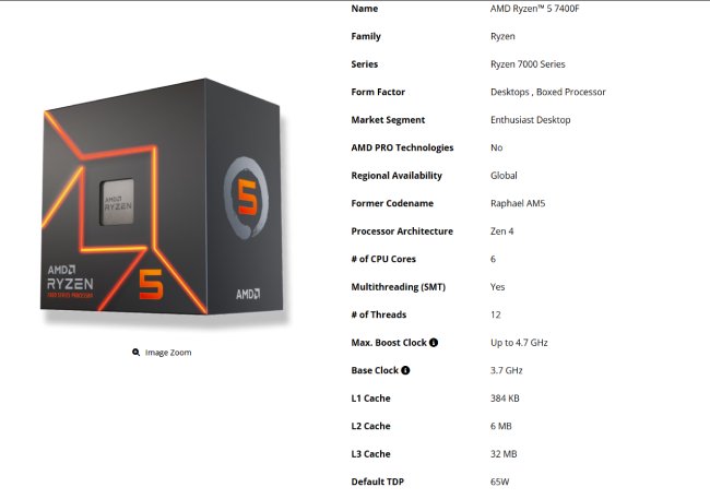 مشخصات احتمالی پردازنده Ryzen 5 7400