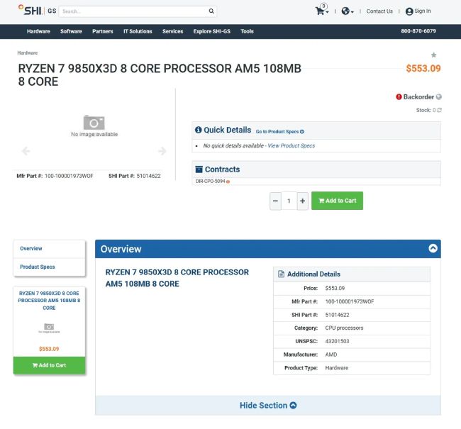 مشخصات احتمالی پردازنده Ryzen 7 9850X3D
