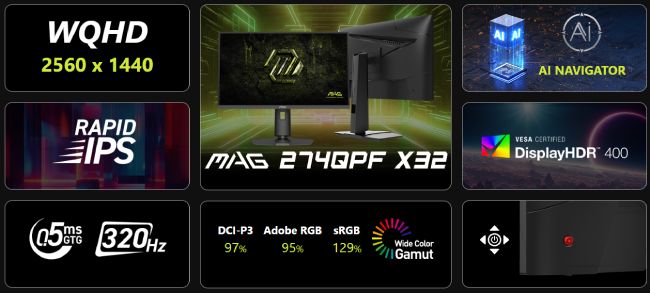 مشخصات مانیتور گیمینگ MAG 274QPF X32