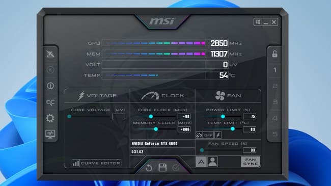 استفاده از اپلیکیشن MSI Afterburner برای کم کردن دمای کارت گرافیک