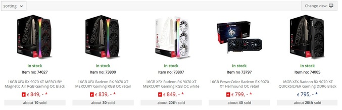 قیمت مدل‌های مختلف RX 9070 XT