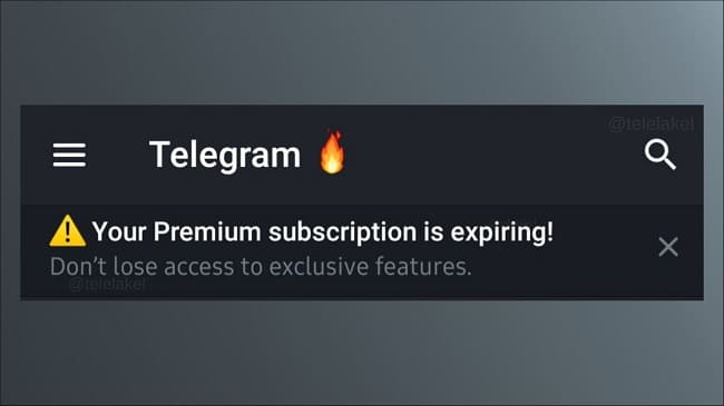 نوتیفیکیشن اتمام اشتراک پریمیوم