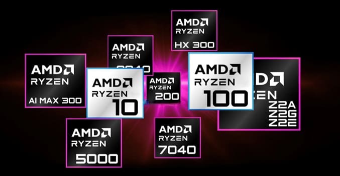 AMD از سری رایزن ۱۰ و ۱۰۰ رونمایی کرد: تغییر نام پردازنده‌های قدیمی Zen2 و Zen3+