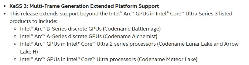 لیست GPUهای پشتیبانی کننده از XeSS 3 MFG