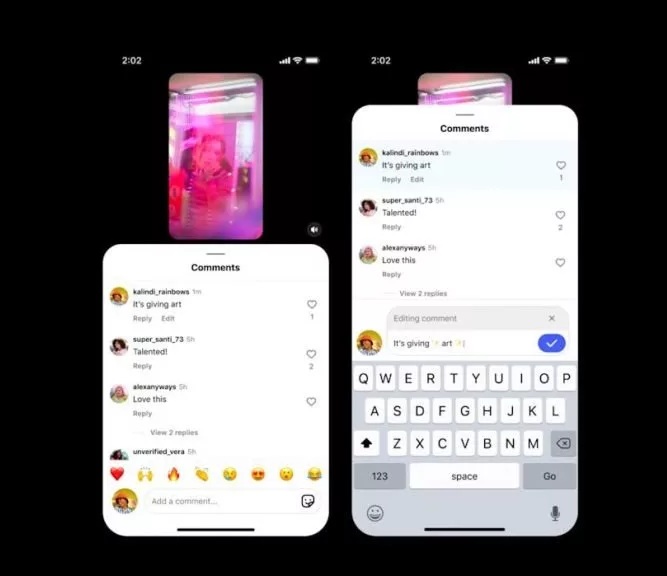 ویرایش کامنت در اینستاگرام