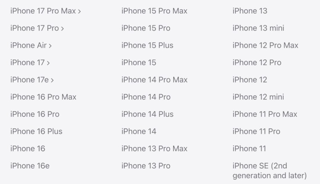گوشی های سازگار با  iOS 27