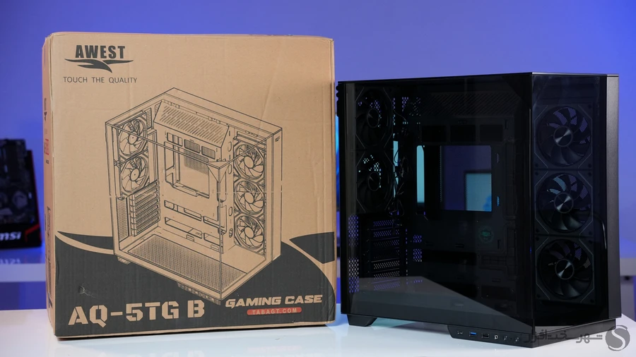 جعبه‌گشایی و محتویات جعبه کیس AWEST AQ-5TG B