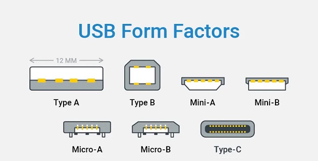 انواع فرم فاکتور USB