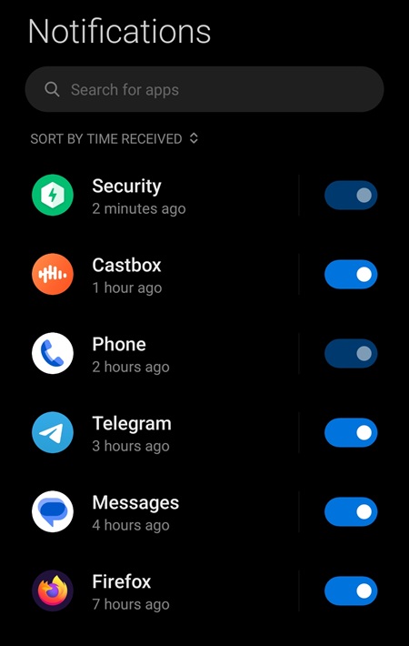 صفحه Notificationهای گوشی