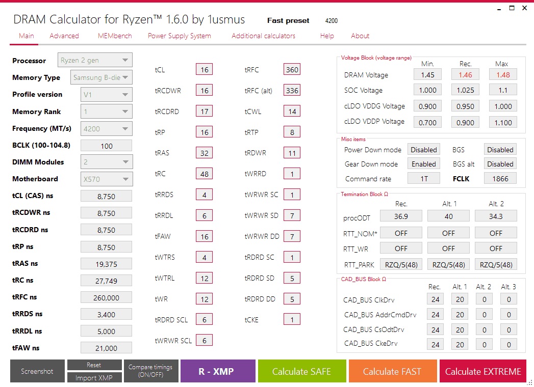 Dram calculator