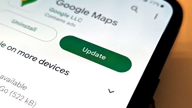 صفحه آپدیت برنامه Googl map
