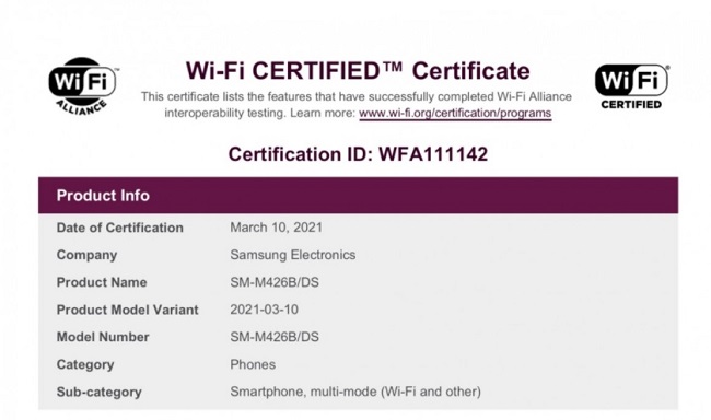 Samsung Galaxy M42 Wi-Fi certification.jpg