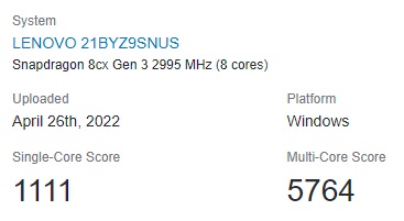 بنچمارک Snapdragon 8cx Gen 3